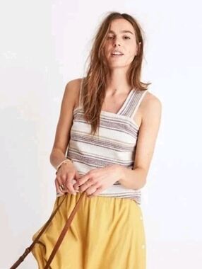Madewell Striped Knit Square-Neck Tank in EUC Size XL